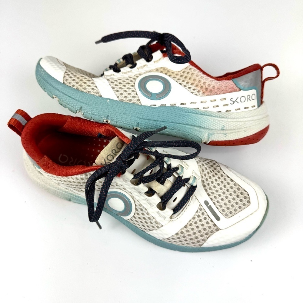 Skora Pulse Running Shoes Women’s Sz 6.5 White Blue Mesh Lace Up Sneakers Casual